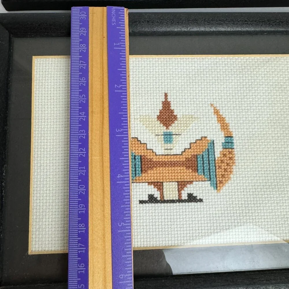 Vintage Hand Cross Stitch Native American Symbols Framed Set of 4